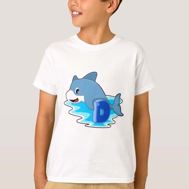 T-shirt Dauphin en natation avec lettre (Devant)