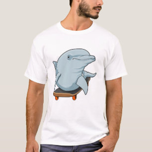 T-shirt Dauphin en patinage avec skateboard