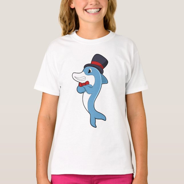 T-shirt Dauphin en tant que Gentleman avec Casquette (Devant)