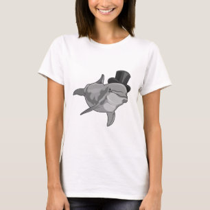 T-shirt Dauphin en tant que Gentleman avec chapeau supérie