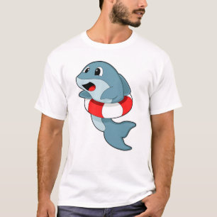 T-shirt Dauphin en train de nager avec un anneau de natati