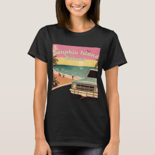 T-shirt Dauphin Island Retro Beach Vacances Graphiques Ala