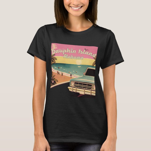 T-shirt Dauphin Island Retro Beach Vacances Graphiques Ala (Devant)