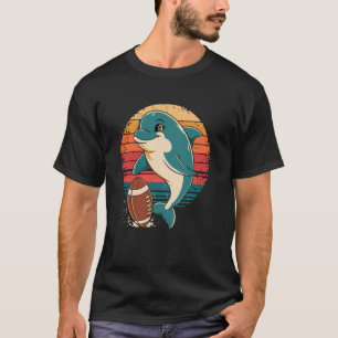 T-shirt Dauphin jouant au football américain rétro vintage