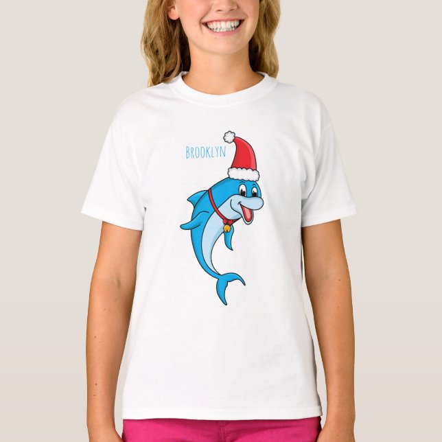 T-shirt Dauphin mignon avec dessin animé du chapeau du Pèr (Devant)