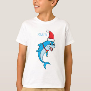 T-shirt Dauphin mignon avec dessin animé du chapeau du Pèr