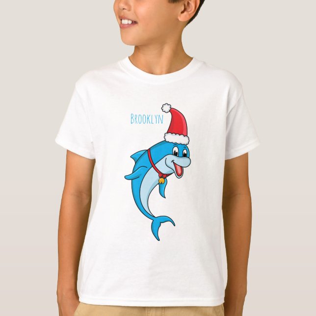T-shirt Dauphin mignon avec dessin animé du chapeau du Pèr (Devant)