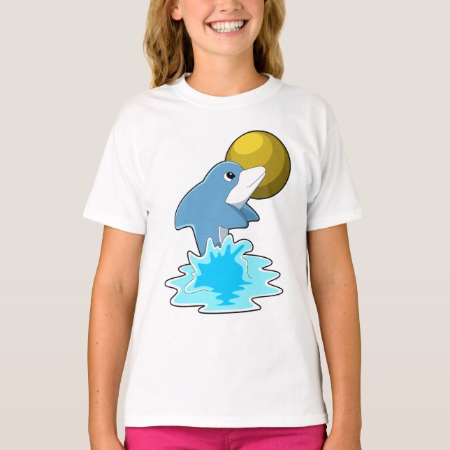 T-shirt Dauphin nager avec lune (Devant)