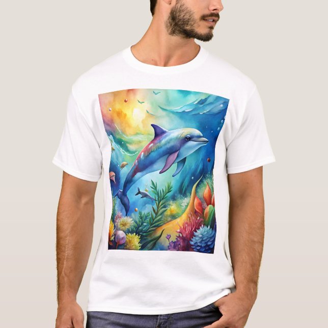 T-shirt Dauphin peint (Devant)
