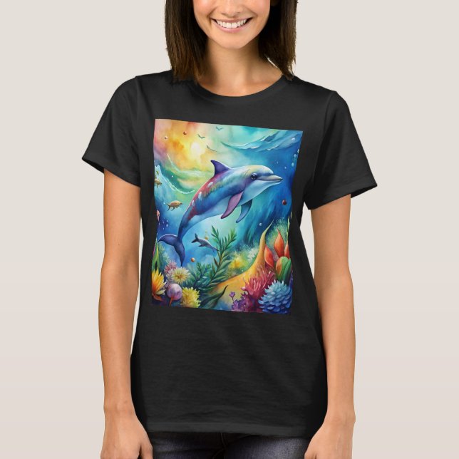 T-shirt Dauphin peint (Devant)