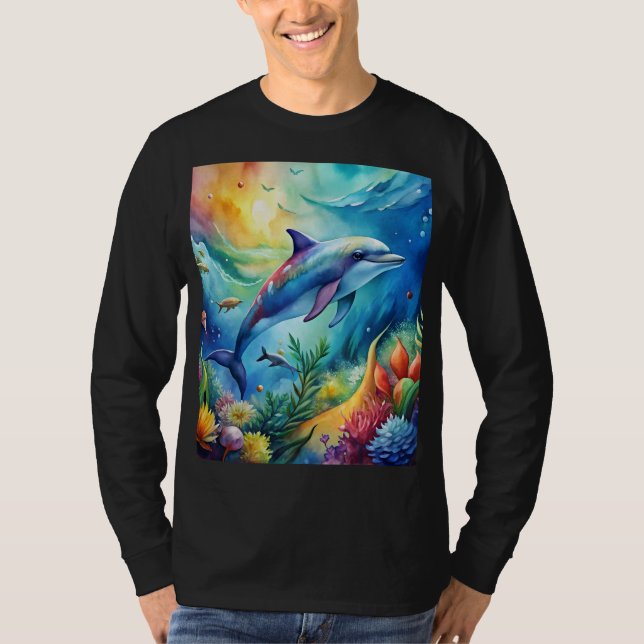 T-shirt Dauphin peint (Devant)