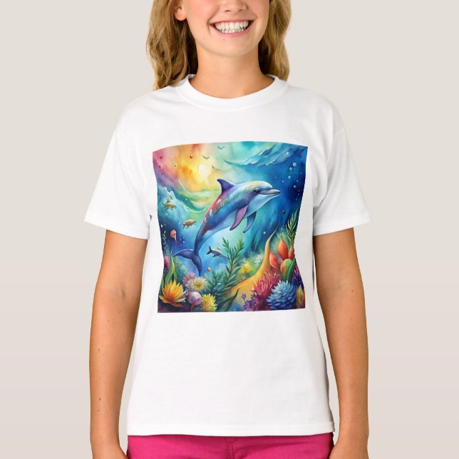 T-shirt Dauphin peint (Devant)