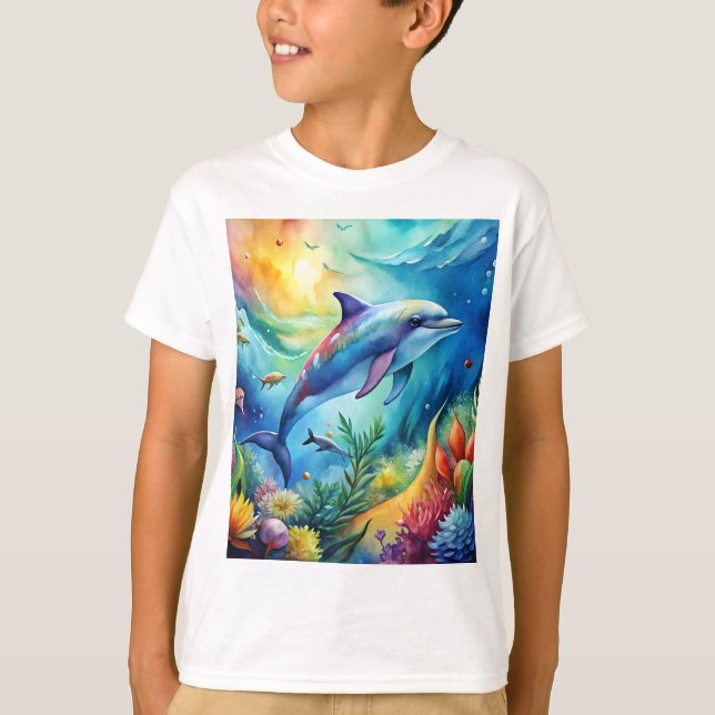 T-shirt Dauphin peint (Devant)