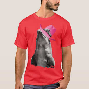 T-shirt Dauphin portant une fille Casquette de cowboy rose