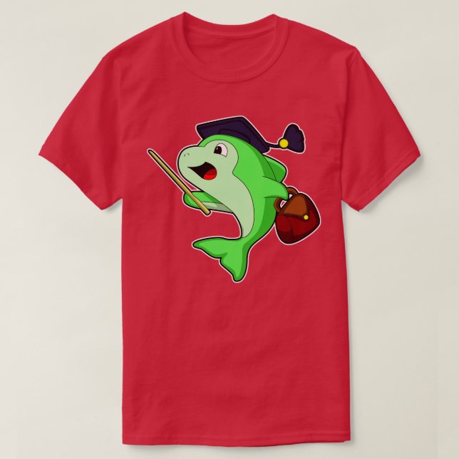 T-shirt Dauphin professeur avec pointeur de sac (Design devant)