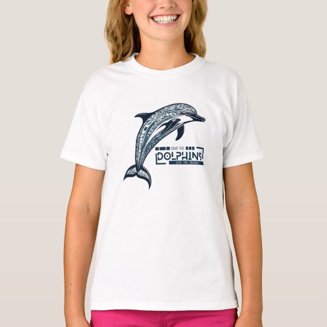 T-shirt Dauphin, sauvez les dauphins sauvez l'océan (Devant)