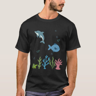T-shirt Dauphin Sous l'eau Enfants Poissons Animaux Marins