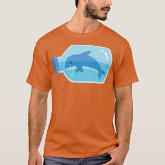 T-shirt Dauphin Triste Piégé Dans Une Bouteille En Plastiq