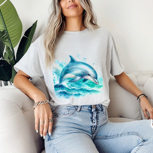 T-shirt Dauphin Tropical Sous l'Océan Surfeur de Plage
