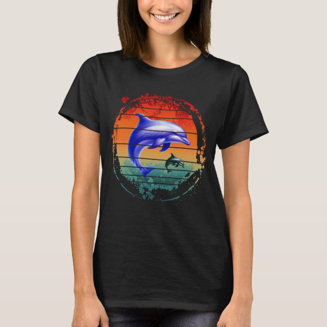 T-shirt Dauphins Créatures Marines Vintage (Devant)