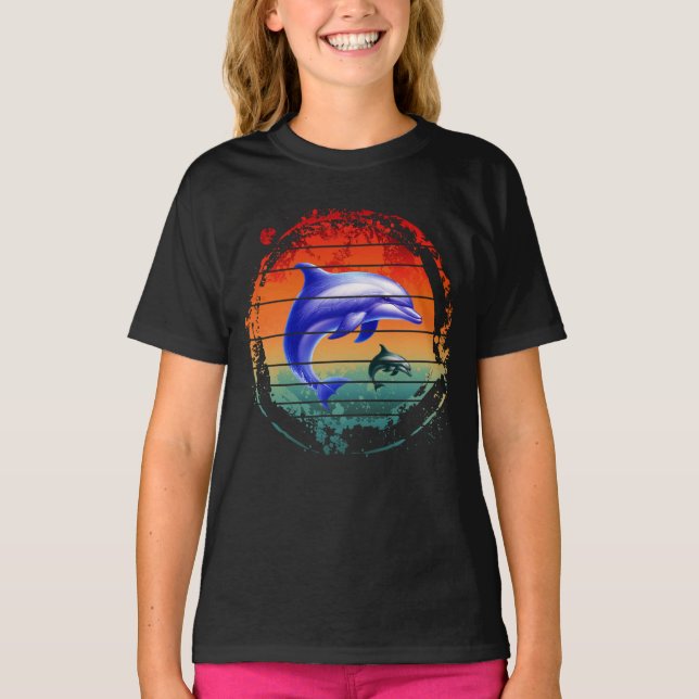 T-shirt Dauphins Créatures Marines Vintage (Devant)