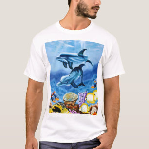 T-shirt Dauphins et art tropical de poissons