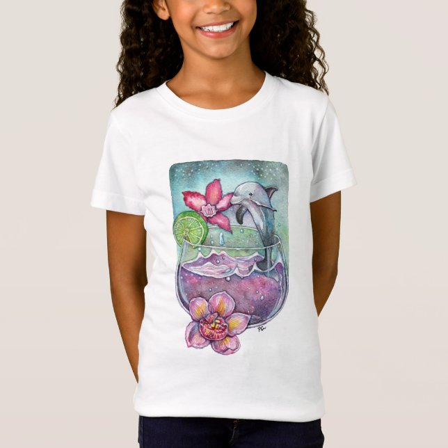 T-Shirt Dauphins et orchidées (Devant)