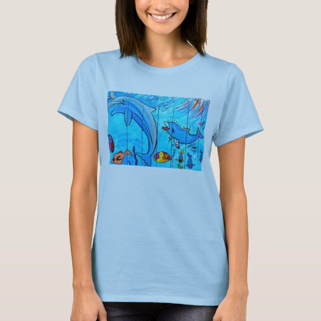 t-shirt dauphins et poissons tropicaux (Devant)