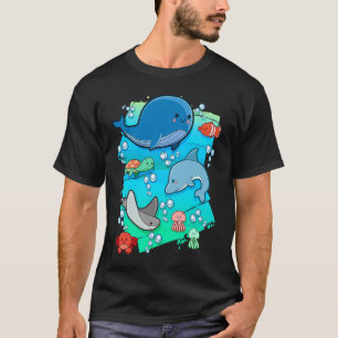 T-shirt Dauphins Poissons Créatures Marines Aquatique Océa