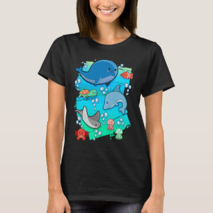 T-shirt Dauphins Poissons Créatures Marines Aquatique Océa