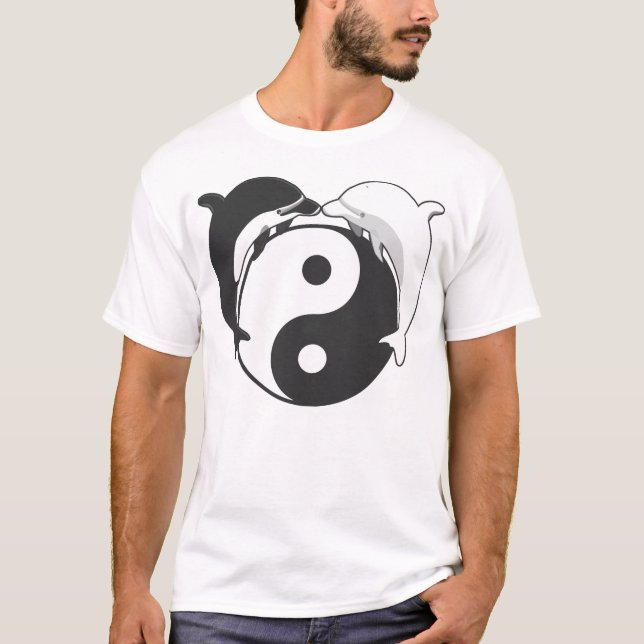 T-shirt Dauphins Yin Yang Noir/Blanc (Devant)