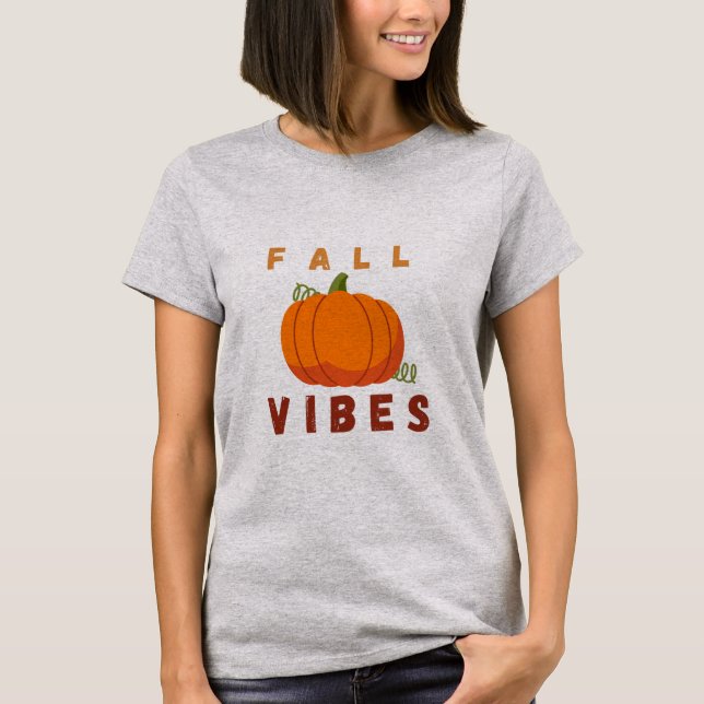 T-shirt d'automne Citrouille Mignonne – Vibrations (Devant)