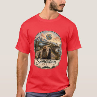 T-shirt d'aventure de voyage panoramique en attent