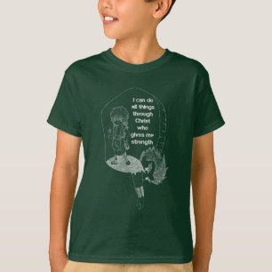 T-shirt David et Goliath avec Bible Verse White Sketch