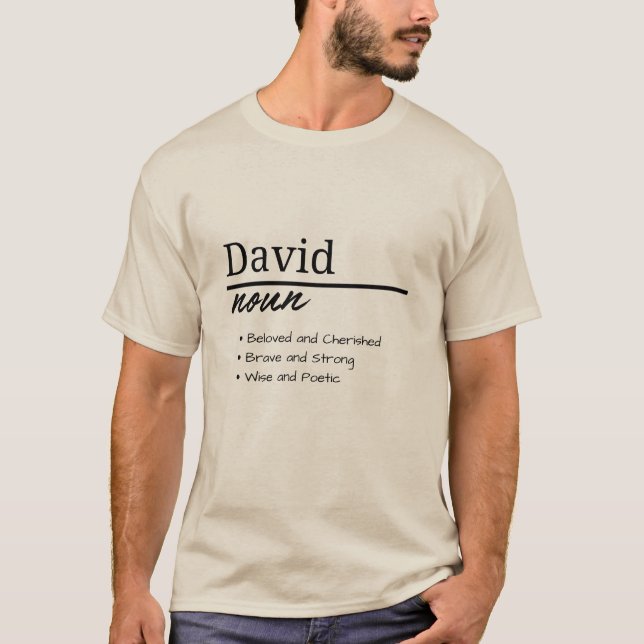 T-shirt David, Garçon Nom Personnalisé Définition (Devant)