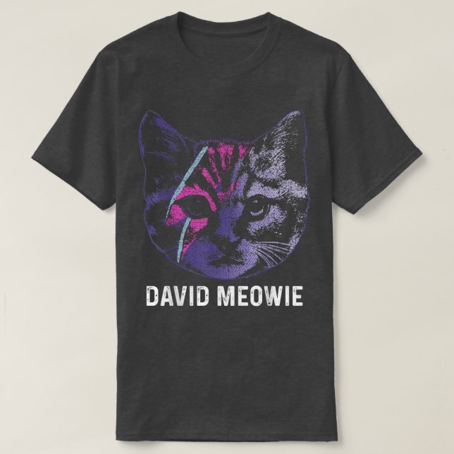 T-shirt David Meowie Funny Cat Amoureux des chats  (Design devant)