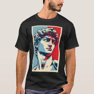 T-shirt David Michelangelo en Pop Art : Portrait Bleu-Roug