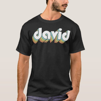 T-shirt David Retro Typographie arc-en-ciel style défraîch