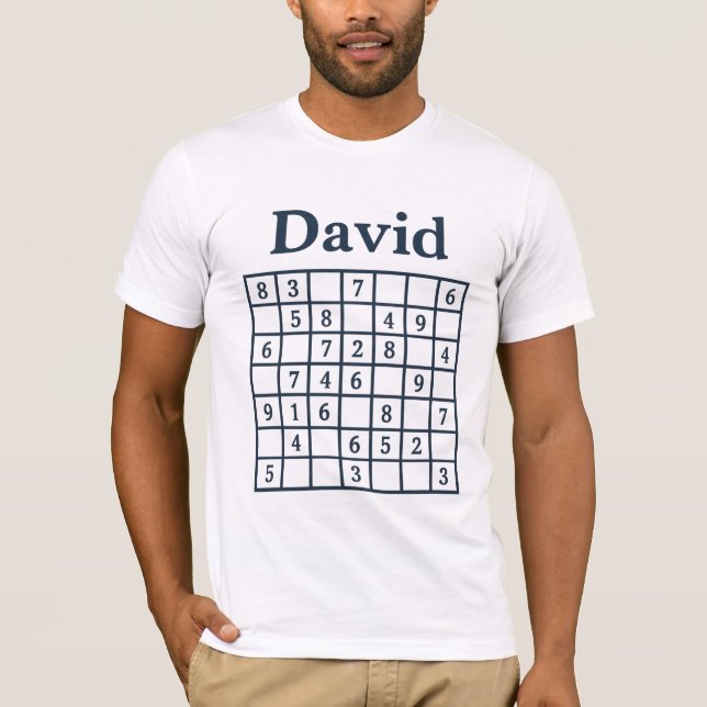 T-shirt David Sudoku Puzzle – Classic Navy Blue Edition (Devant)