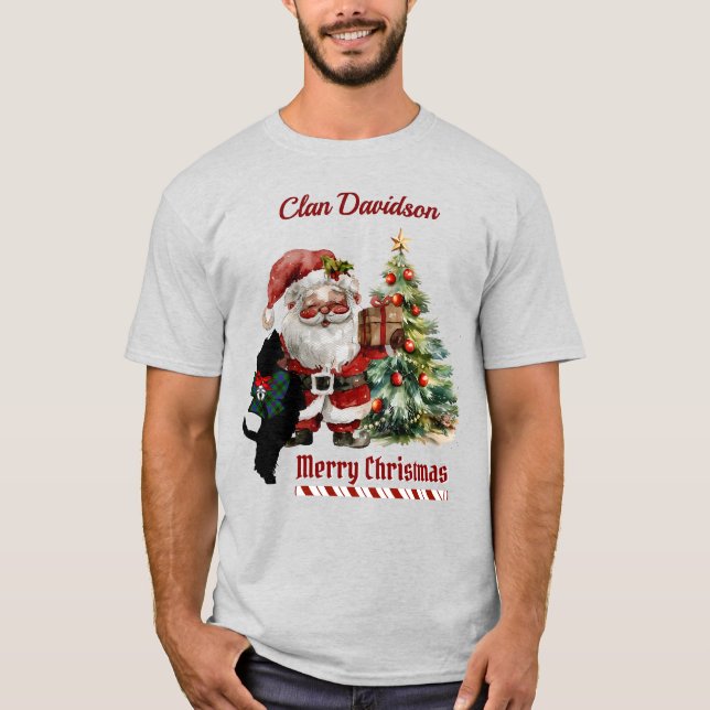 T-shirt Davidson Scottie Dog Christmas Personalized  (Devant)