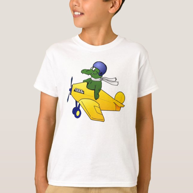 T-shirt d'avion d'alligator d'enfants (Devant)