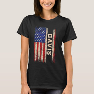 T-shirt Davis Nom de famille Chemise Davis Nom Drapeau amé
