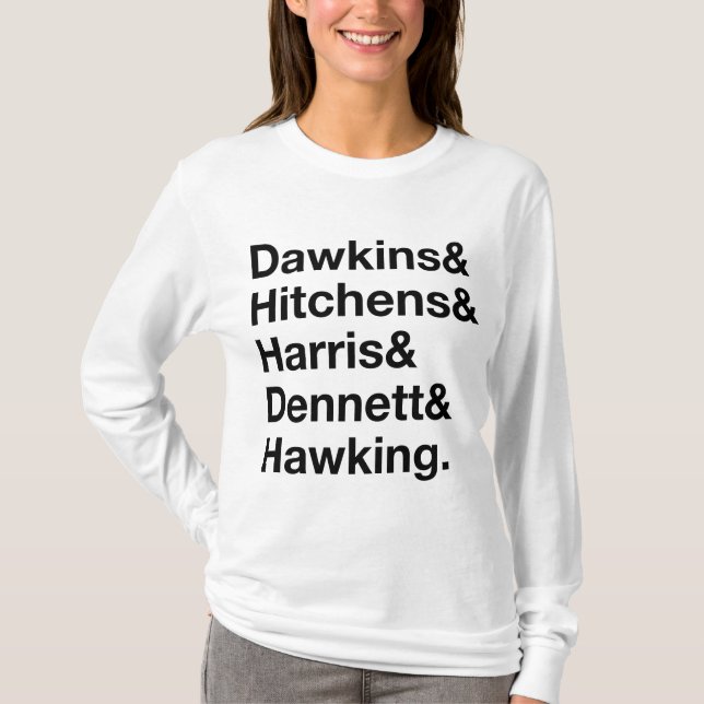 T-shirt Dawkins&Hitchens&Harris&Dennett&Hawking - la (Devant)