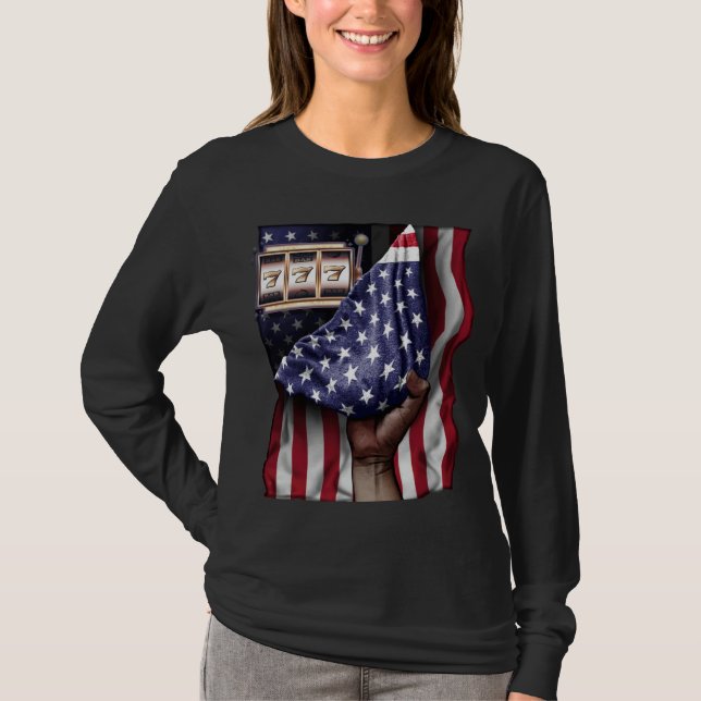 T-shirt Day Of Independence US Flag Slot Machine (Devant)