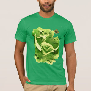T-SHIRT DAY PATRICK'S DAY LUNE LADY AVEC MONOGRAM SHAMROCK
