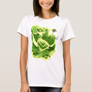 T-SHIRT DAY PATRICK'S DAY LUNE LADY AVEC MONOGRAM SHAMROCK