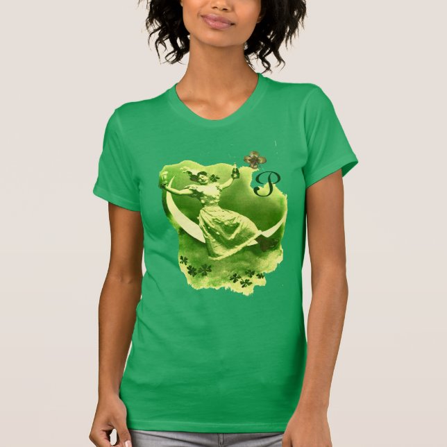 T-SHIRT DAY PATRICK'S DAY LUNE LADY AVEC MONOGRAM SHAMROCK (Devant)