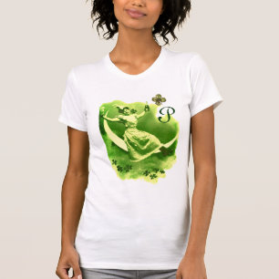 T-SHIRT DAY PATRICK'S DAY LUNE LADY AVEC MONOGRAM SHAMROCK