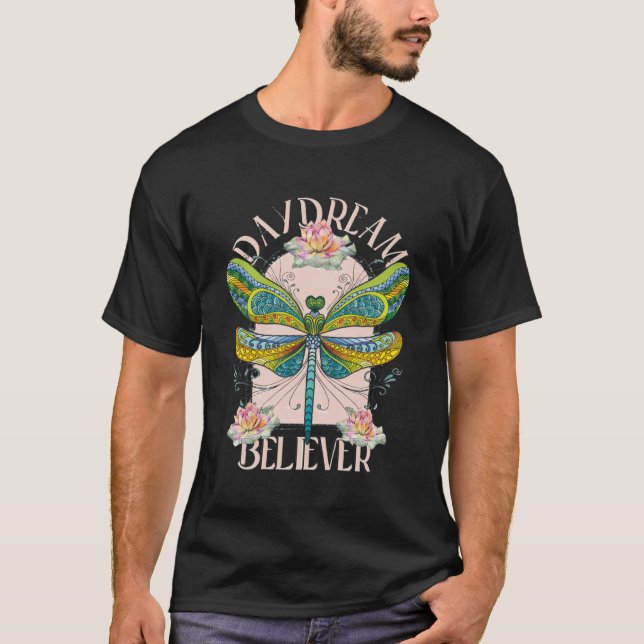 T-shirt Daydream Believe Dragonfly Retro Boho inspiration (Devant)
