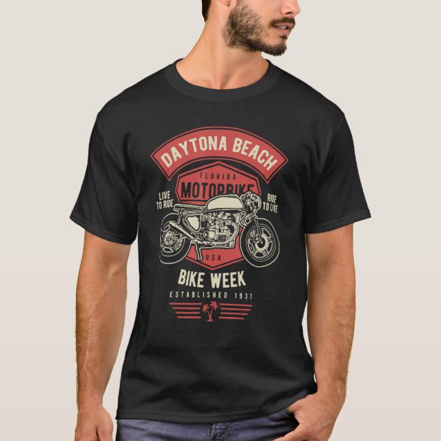T-shirt Daytona Beach Bike Week Retro Motorcycle 2 (Devant)